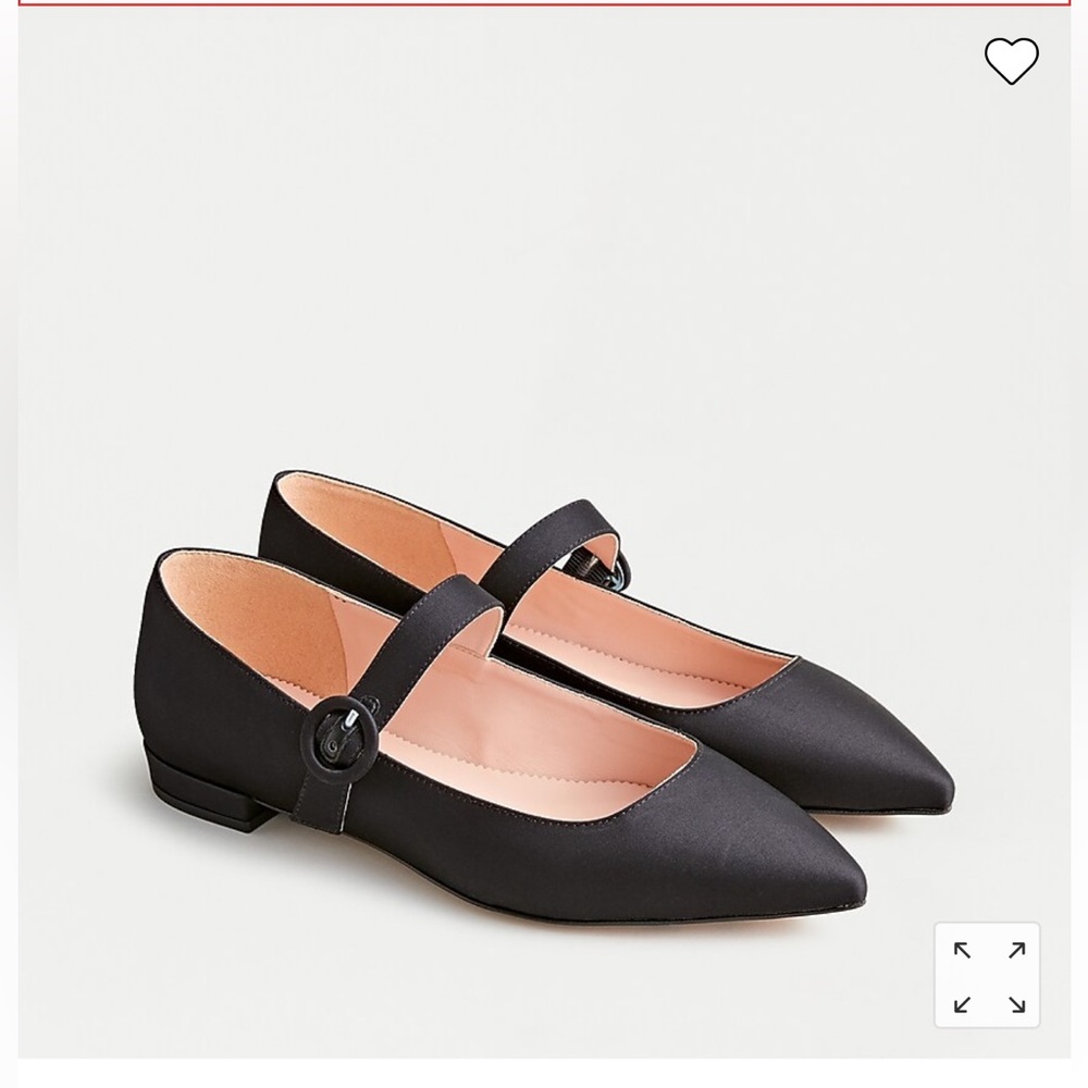 J.Crew Black Pointy-toe satin Mary Jane flats shoes 8